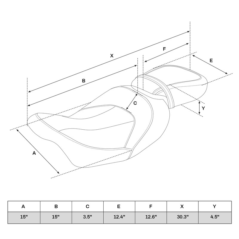 TCMT Low-Profile Driver Passenger Two Up Seat Fit For Harley