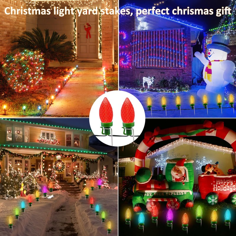 12 Inch Metal Christmas Light Stakes 60 Pack Christmas Yard