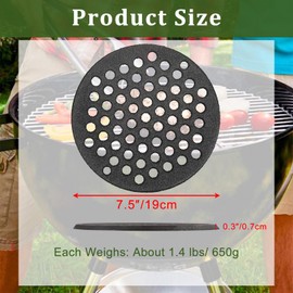 SUMTree 19cm Cast Iron Fire Grate, Fire Pit Grill Grate, Round BBQ Grill Grating Plate, Barbecue Cooking Grids&Grate for Indoor Outdoor High Heat Charcoal Stove Fireplace Furface