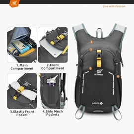 SKYSPER Small Hiking Backpack - 15L Travel Daypack Lightweight Bag Water Resistant Hiking Backpacks for Women Men, Grey, Large, Travel