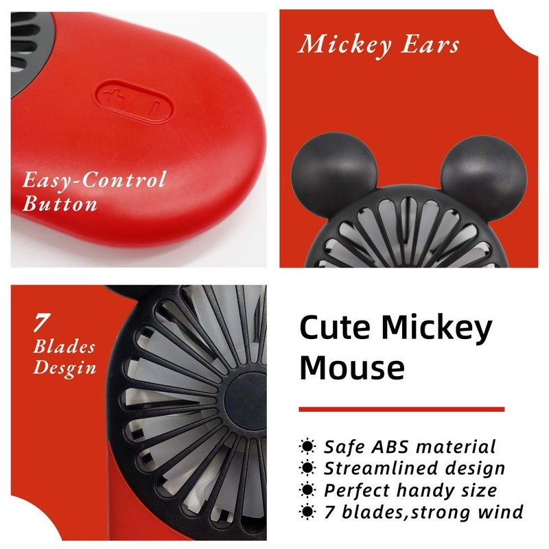 DecoLife Cute Handheld Mini USB Fan, Rechargeable Portable Fan, 3