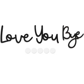 Love You Bye Above Door Sign, Handcrafted Plywood Script Sign With 'Bye, Love You' Message, with Double Tape, Black Wall Art for Hallway Decor, Love Letters For Home Decoration