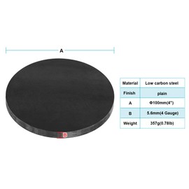 eoere 6 PCS 4" Round Weldable Heavy Duty Steel Sheet Base Plate Flat Backing Plate Disks, Flat Disc Shaped Base Plate Sheet Weld on Tabs, Thick 7/32"(5.6 mm)