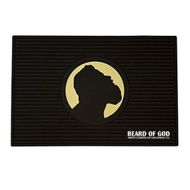 Non-Slip Barber Workstation Mat, Beard of God 11.81x17.71x.0.24 inches, Profession Grade Quality, Flexible Rubber Countertop Clipper & Tool Protection Beauty Salon Drying Mat - Slotted