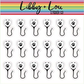 Vet Stethoscope Planner Stickers | Cat | Dog | Kitten | Puppy | Libby and Lou Sticker Co (Black)