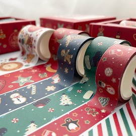 6 Rollos De Cinta Washi Cinta Washi Navideña Diseñada, Juego, Para Planificadores De Scrapbooking Suministros De Oficina, Cinta, Enmascaramiento Decorativo Navideño Diario