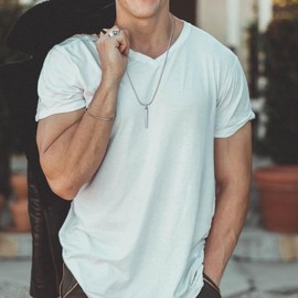 YADOCA Men's Bar Pendant Necklace Stainless Steel Necklace and Bracelets for Men Women 3mm Snake Chain Necklace and Snake Chain Bracelet Set Length 55cm Silver/Black