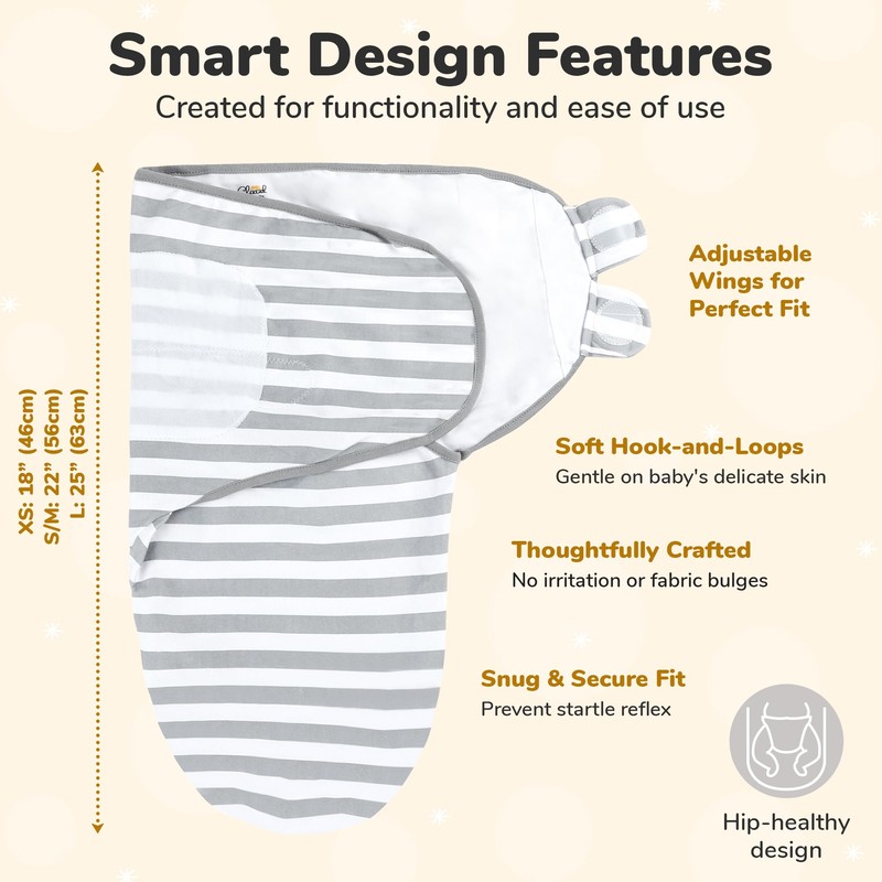Mama Cheetah Organic Baby Swaddle Blanket, Adjustable Newborn Swaddle Sleep
