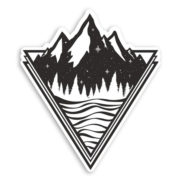 2 x 10cm Abstract Mountain Vinyl Stickers - Space Skiing