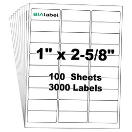 3000 Labels 30-Up 1" x2-5/8 Shipping Address Barcode Labels for Laser & Inkjet Printers, 100 Sheets, White, Permanent Adhesive