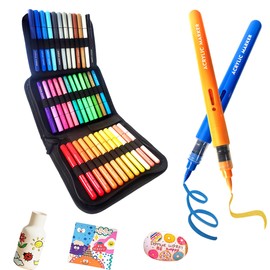 BAIZHI Acrylic Paint Markers Set with Folding Bag, Direct-Liquid Ink Control System with Soft Tip, Acrylic Paint Pens for Rock, Wood, Glass, Canvas & More, Perfect for Artists, Beginners & Adults (36)