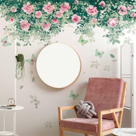Floral Wall Stickers Removable Wall Stickers Wallpaper Stickers Flowers Home Decor Stickers DIY Decoration (Floral Pattern 2)