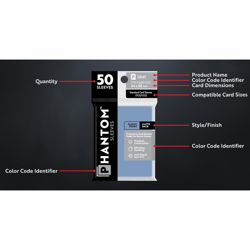 Phantom Sleeves: Gloss/Gloss: Standard (Size: Gray) - 50 Count -