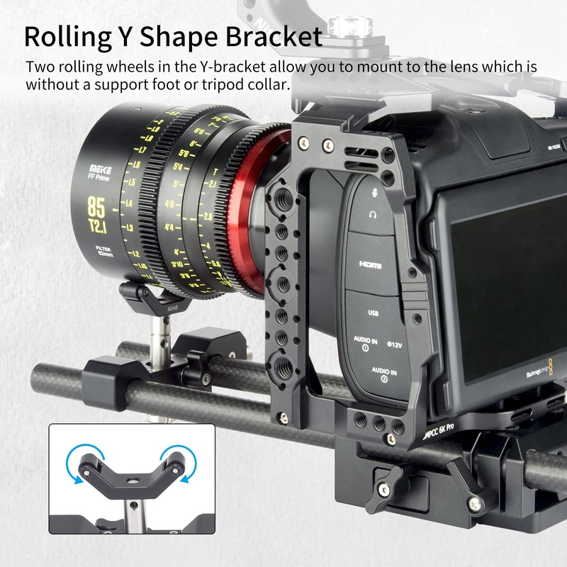 Nitze 15mm Universal Lens Support with Rolling Y-Bracket and 1/4”,