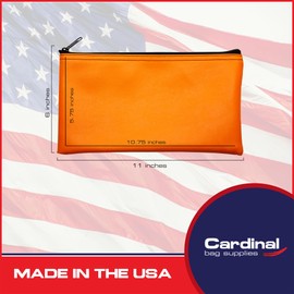 Cardinal bag supplies Vinyl Zipper Bag, Reusable Bag, Travel Pouch, Small Compact, Check Wallet, 11 x 6 Inch (Orange)