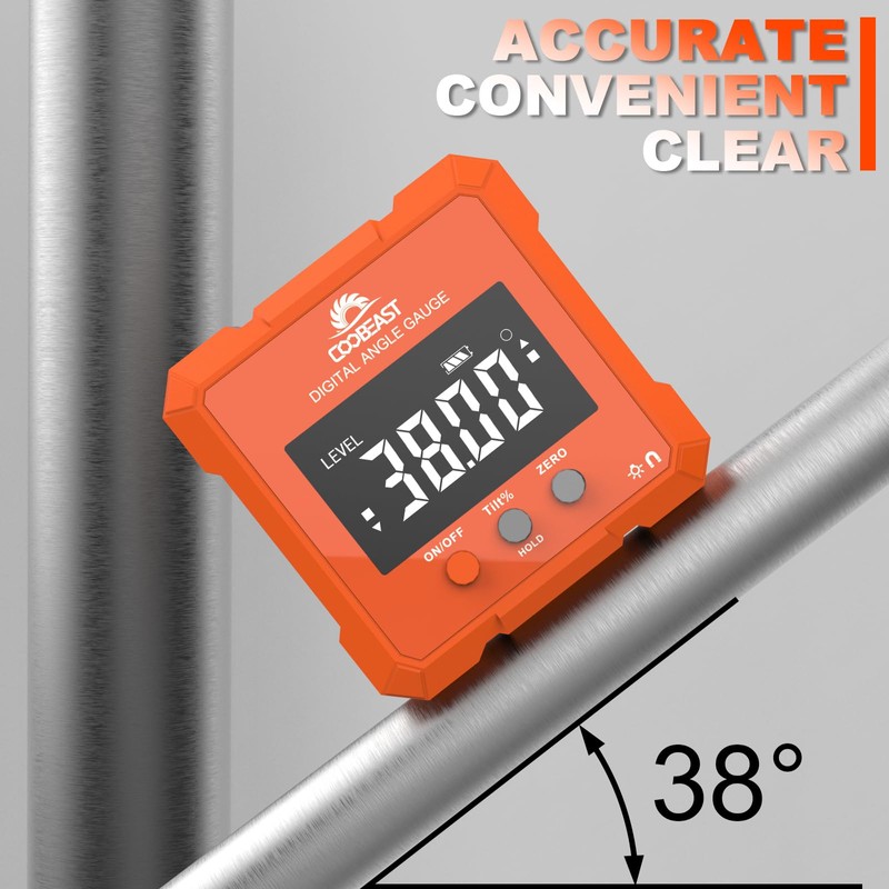 Coobeast Digital Angle Finder, Digital Level Angle Gauge with Backlight