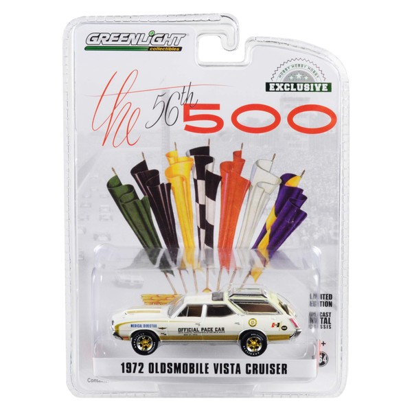 Greenlight 30050 1972 オールズモビル ビスタ クルーザー クリーム メディカルディレクター 56年目 インディアナポリス 500 マイルレース 公式ペースカー 1/64 ダイカストカー