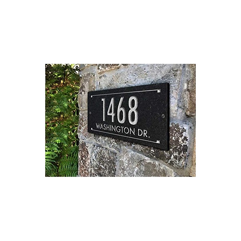Stone Address Plaque With Engraved Numbers. Address Sign Made from
