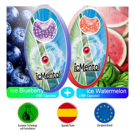 icMentol - 200 multi-purpose menthol marbles, menthol capsules, aromatic balls, scented ball, blueberry aroma combination (100 blueberry + 100 watermelon)