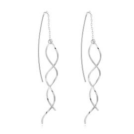 Philip Jones Silver Plated Spiral Thread Earrings