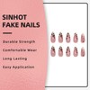 SINHOT Medium Press on Nails Almond Fake Nails Glossy Glue
