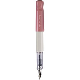 Pilot 90107 Kakuno Pluma Fuente, Tinta Líquida Negro, Punto Mediano, Estuche de 1 Pieza, color Barril Blanco/Tapa Rosa