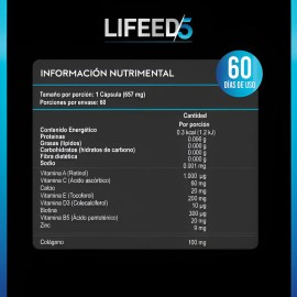 Biotina Colgeno Vitamina E Zinc Calcio Lifeed Men Hair 60 Cpsulas Sin Sabor Suplemento Para Cabello Homnbres                                          