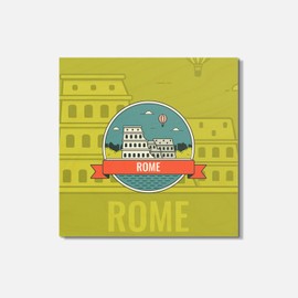 Unbranded Rome Italy Travel City 4'' X 4'' Square Wooden Coaster