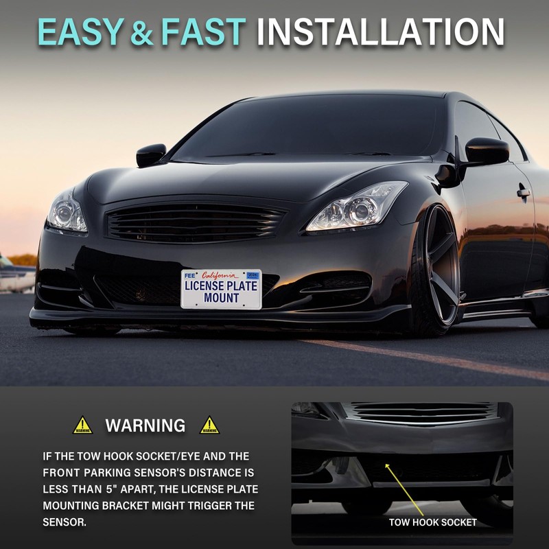 Front License Plate Bracket Compatible with Nissan 370Z Juke Rogue