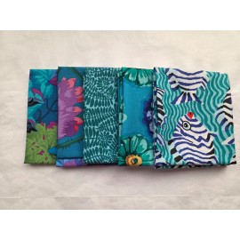 Kaffe Fassett 5 Fat Quarters - Green Kaffe Fassett FQ 18 x 22 Cotton Quilting Fabric Ver. 18