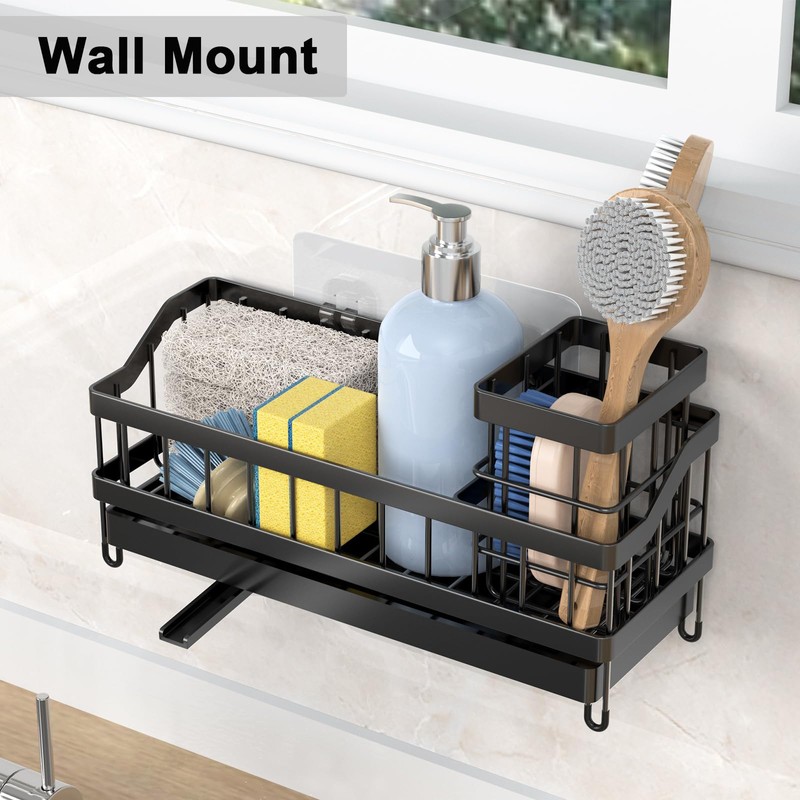 Sink Caddy, Sponge Holder for Kitchen Sink with High Brush