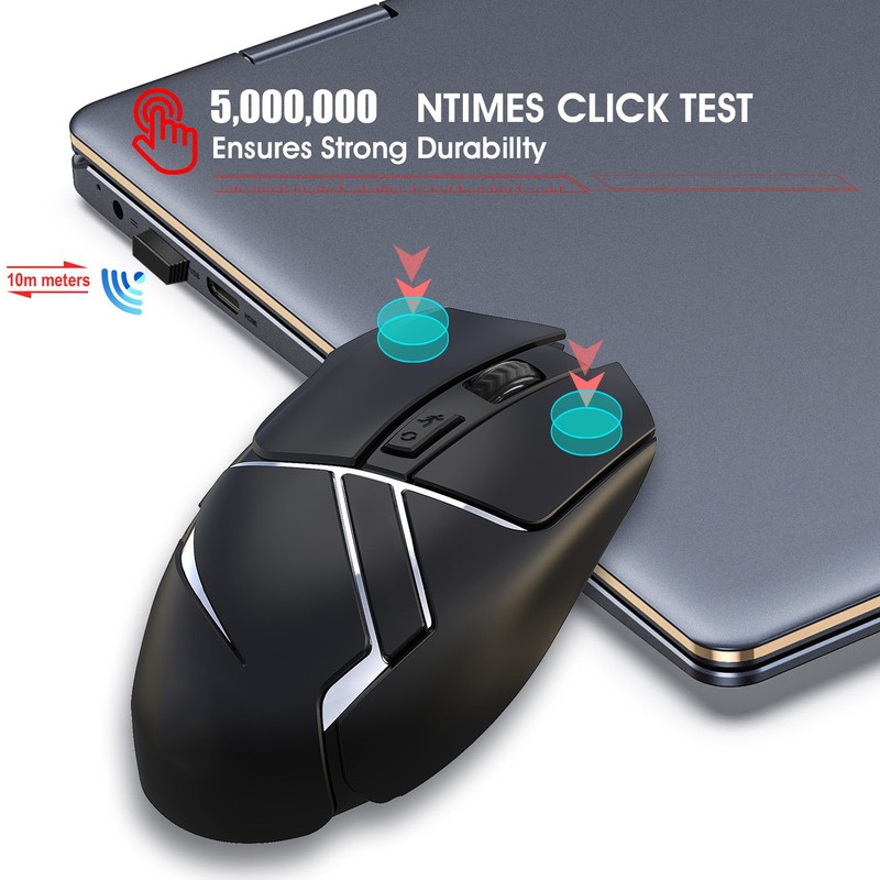 HXSJ Wireless Mouse 2.4G Rechargeable Gaming Backlit PC Laptop Desktop