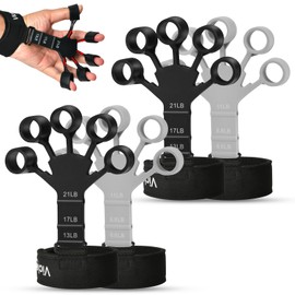 Vicloon Finger Strengthener,4pcs Finger Trainer,Hand Strengthener Finger Exerciser Stretcher,6.6-21Lbs Adjustable Finger Strengthener,Finger Exerciser & Hand Strengthener,Suitable for Sports,Climbing
