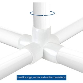 Pack of 10 4-Way PVC Fittings 25 mm Pipe Connectors Pipe Fittings for Furniture Connections (White)