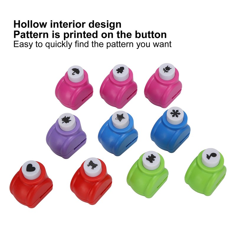 10pcs Craft Hole Punch Shapes Set, Mini Punches for Paper