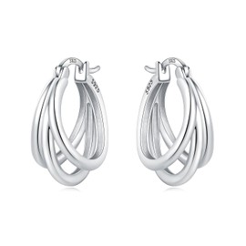 CYMYSS Earrings 925 Silver Hoop Earrings Silver 925 Silver Earrings Women's 925 Small Hoop Earrings Silver 925 Sterling Silver Earrings Hoop Earrings Earrings for Women, Sterling Silver, No Gemstone