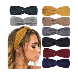 Women's Kink elastic headband cross Headscarf Solid color Headscarf Yoga Exercise retro hair accessories for girls, solid color, 8 pieces