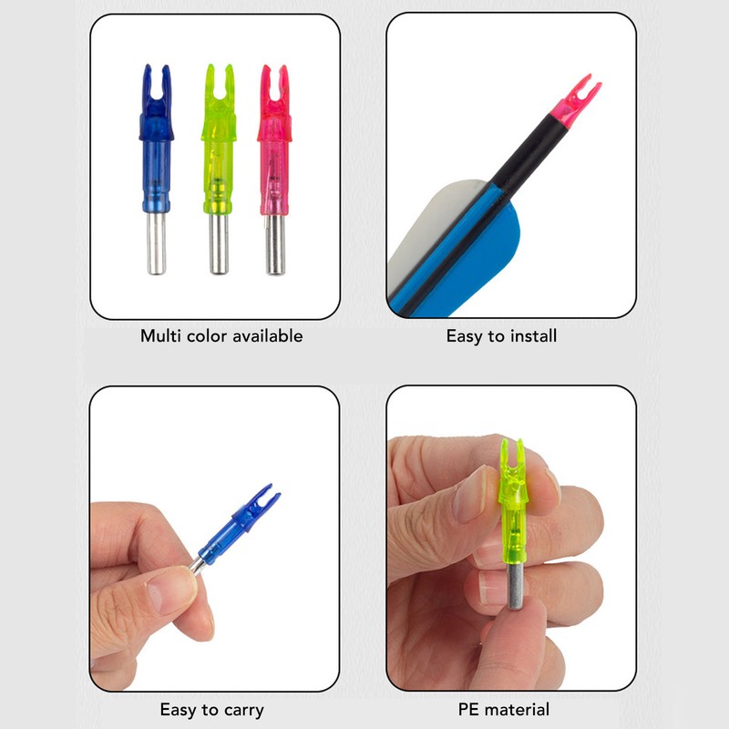 6Pcs Lighted Arrow Nocks High Visibility High Light Transmittance Waterproof