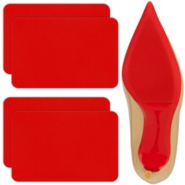Linwei Red Bottom Shoe Protector for Christian Louboutin Heels, Self Adhesive Sole Protectors, Durable Shoe Bottom Protector Guard, Non Slip Shoe Pads, 4 Pieces (Red, 4" x 6")