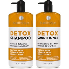 BELLISSO - Set de champú y acondicionador para cabello graso unisex, elimina la acumulación de productos, sin sulfatos ni parabenos, propiedades aclar