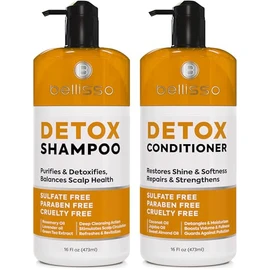 BELLISSO - Set de champú y acondicionador para cabello graso unisex, elimina la acumulación de productos, sin sulfatos ni parabenos, propiedades aclar