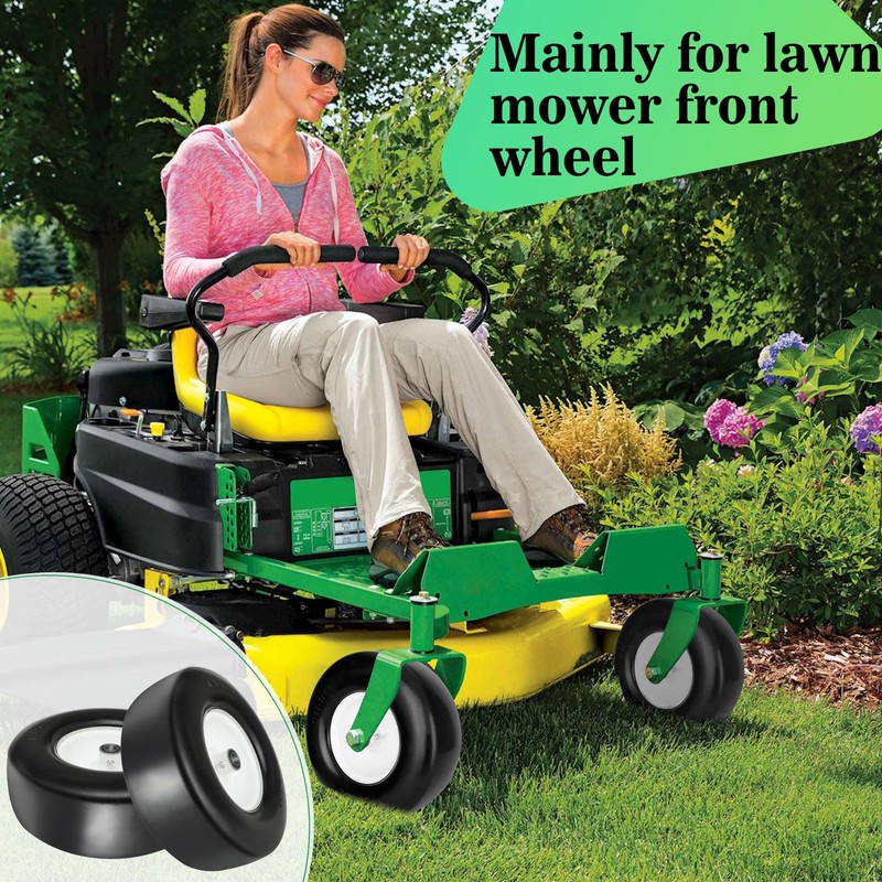 2 Pcs Upgrade 13x5.00-6 Flat Free Lawn Mower Tire and