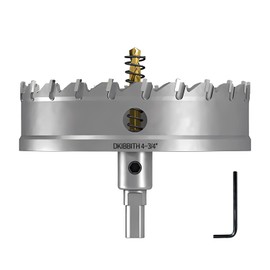 DKIBBITH TCT Hole Saw Set, 4-3/4"(120mm) Heavy Duty Tungsten Carbide Tipped Hole Cutters for Stainless Steel, Copper, Iron, Brass, Plastic with Titanium-Plated Pilot Drill Bits