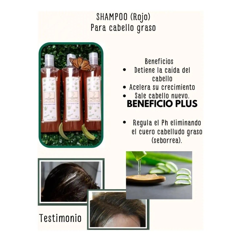 Shampoo Anticaída Rojo Para Cabello Graso Control Seborrea