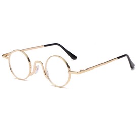 ABETOS Round Blue Light Reading Glasses Retro Metal Frame Flexible Hinges Computer Readers Men Women, Gold 3.0