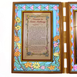 C BC Stained glass double frame with Novena to St. Anthony and image 18cm