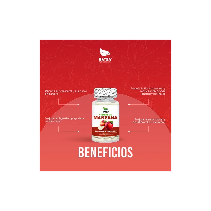 Vinagre De Manzana 100 Cápsulas Calidad Premium Natsa