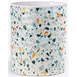 LEAZUL Kitchen Utensil Holder,7.2″Extra Large Stable Terrazzo Marble Pattern Ceramic Utensil Crock,Utensil Organizer for Countertop,Kitchen Decor,Utensil Holder for Housewarming,Wedding Gift Blue
