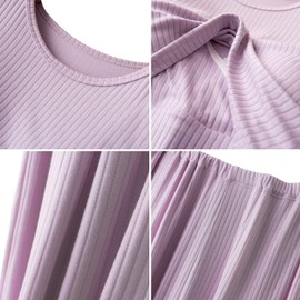 aromm Women Maternity Short Sleeves Nursing Shirts Tops and Long Casual Pants Breastfeeding Clothes Set Purple,L