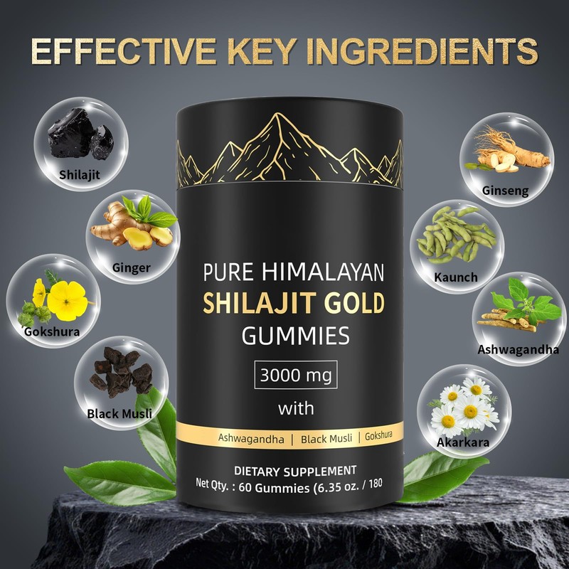 Nyywth Shilajit Gummies, Pure Himalayan Shilajit Gummies Gold Rich in